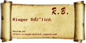 Rieger Bálint névjegykártya
