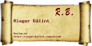 Rieger Bálint névjegykártya